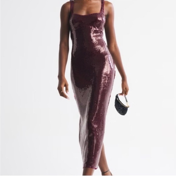 Abercrombie & Fitch Dresses & Skirts - Abercrombie & Fitch Corset Sequin Midi Dress Womens Size Medium Red Deep Wine
